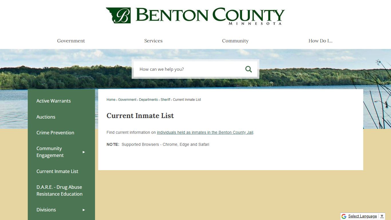 Current Inmate List | Benton County, MN